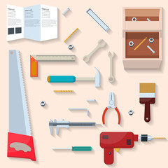 Vector illustration,Construction equipment, Flat design