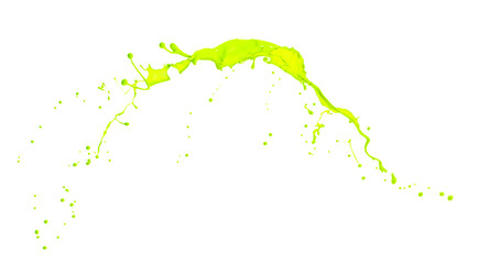 Isolated shot of green paint splash on white background