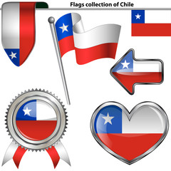 Glossy icons with flag of Chile