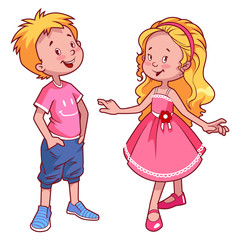 Very cute blonde kids. Boy and girl.