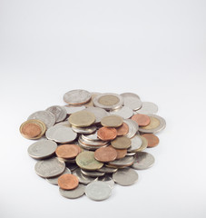 Thai Baht Coins on white  background.