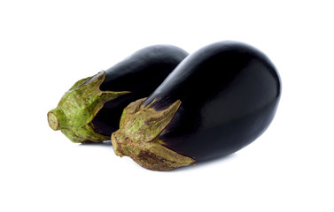 eggplant with stem on white background © yodaswaj