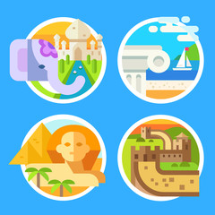 World landmarks, parts of world