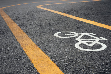 Bicycle lane signage on street perspective