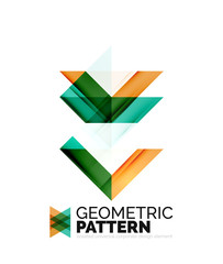 Geometric triangle mosaic pattern element isolated on white