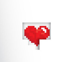 pixels art heart shape inside white background
