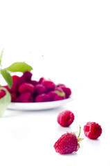 Ripe raspberries isolated
