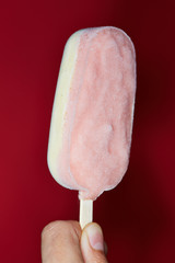 Hand holding ice cream popsicle