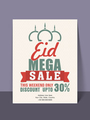 Sale flyer or tamplate for Eid Mubarak celebration.