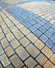 Top view of the pavement of rectangular stones