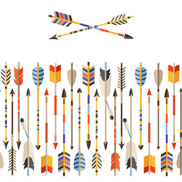 Ethnic seamless pattern with indian arrows in native style