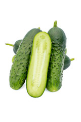 Cucumbers and a slice isolated on white