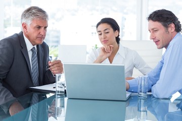 Business people using laptop