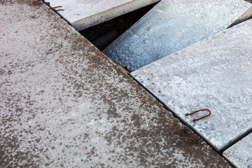 Concrete blocks covering the hole