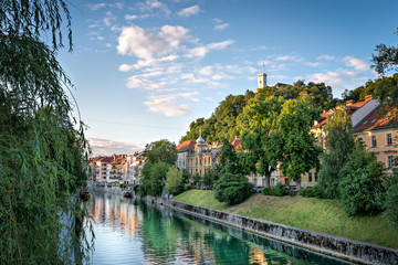 Fototapeta na wymiar Panorama of Ljubljana Castle, Slovenia, Europe. Cityscape of the Slovenian capital Ljubljana.