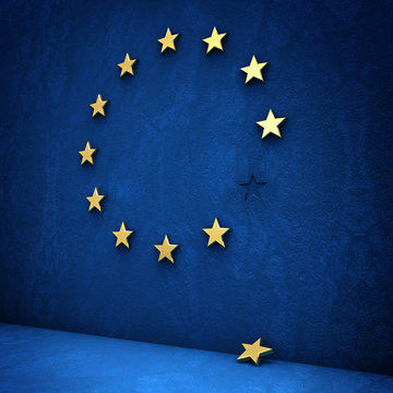 golden star fallen from the european flag