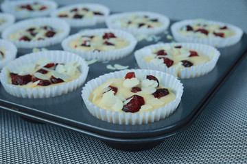 Raw Dried Cranberry and almond muffins
