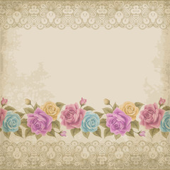 Naklejka premium Old paper background with roses
