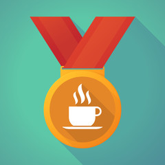 long shadow medal with a cup of coffee