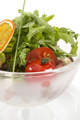 tomatoes and cheese on white plate in a restaurant
