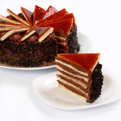 Chocolate caramel cake / Dobos cake / - 86264779
