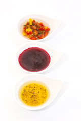 sauces on a white background in the restaurant
