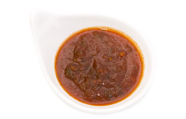 sauces on a white background in the restaurant