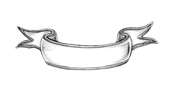 Vintage vector ribbon in comic style and black and white