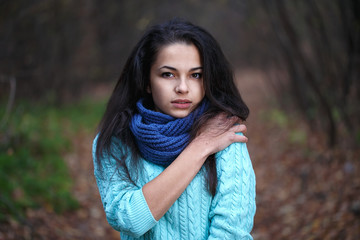 woman portrait blue scarf
