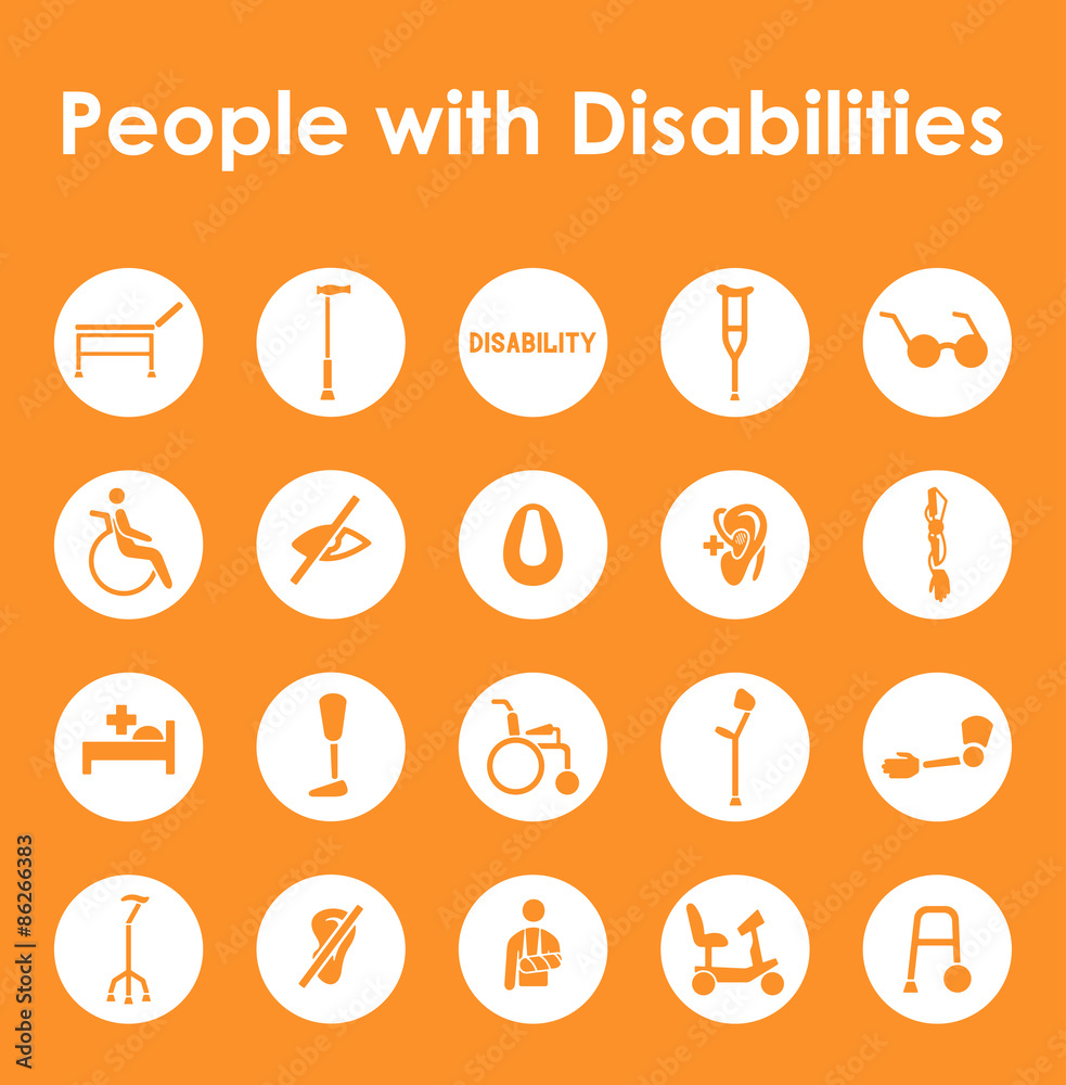 Canvas Prints set of people with disabilities simple icons