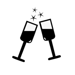 Vector flat stemware glass icon isolated on white. 