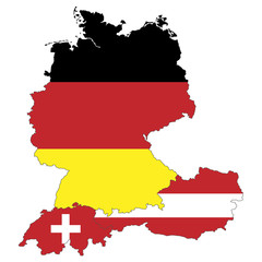 Deutschland, Österreich und Schweiz als Flagge