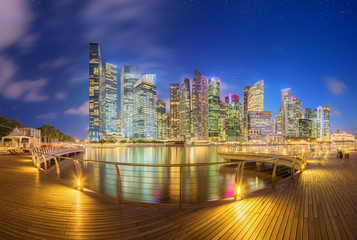 Singapore Skyline and view of Marina Bay