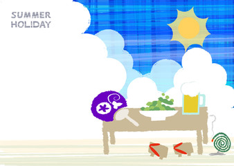 日本の夏　枝豆　ビール