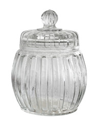 Closed empty glass jar,  isolated on white.