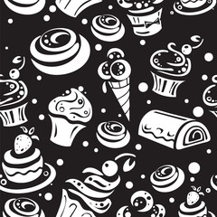 seamless pattern with cupcakes stencil