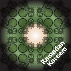 Calligraphy of Arabic text of Ramadan Kareem for the celebration of Muslim community festival.