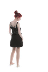 Young lady with red hair in studio