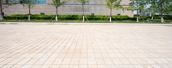 modern building with empty road floor