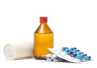 Medical bottles with tablets