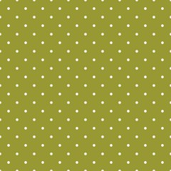 Tile spring vector pattern with white polka dots on green background