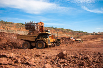 Obraz premium Big mining truck at work site coal transportation