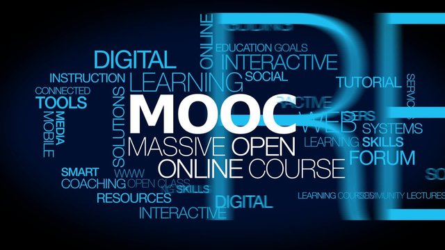 MOOC Massive open online course words tag cloud text animation