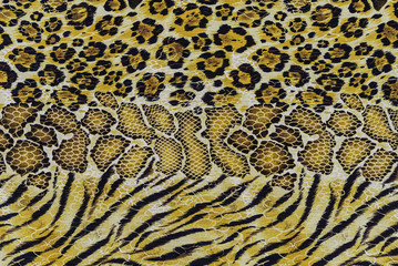 texture of print fabric stripes tiger and snake leather