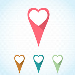 vector illustration of Flat heart on marker.Vector illustration