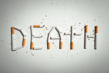 word DEATH, made of cigarettes