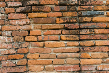 Old red brick wall background