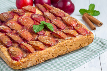 Homemade plum pie