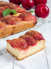 Homemade plum pie