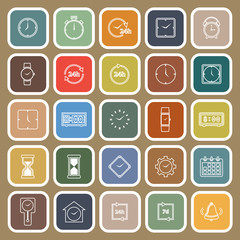 Time line flat icons on brown background